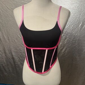 Elegant Black and Pink Corset Bra